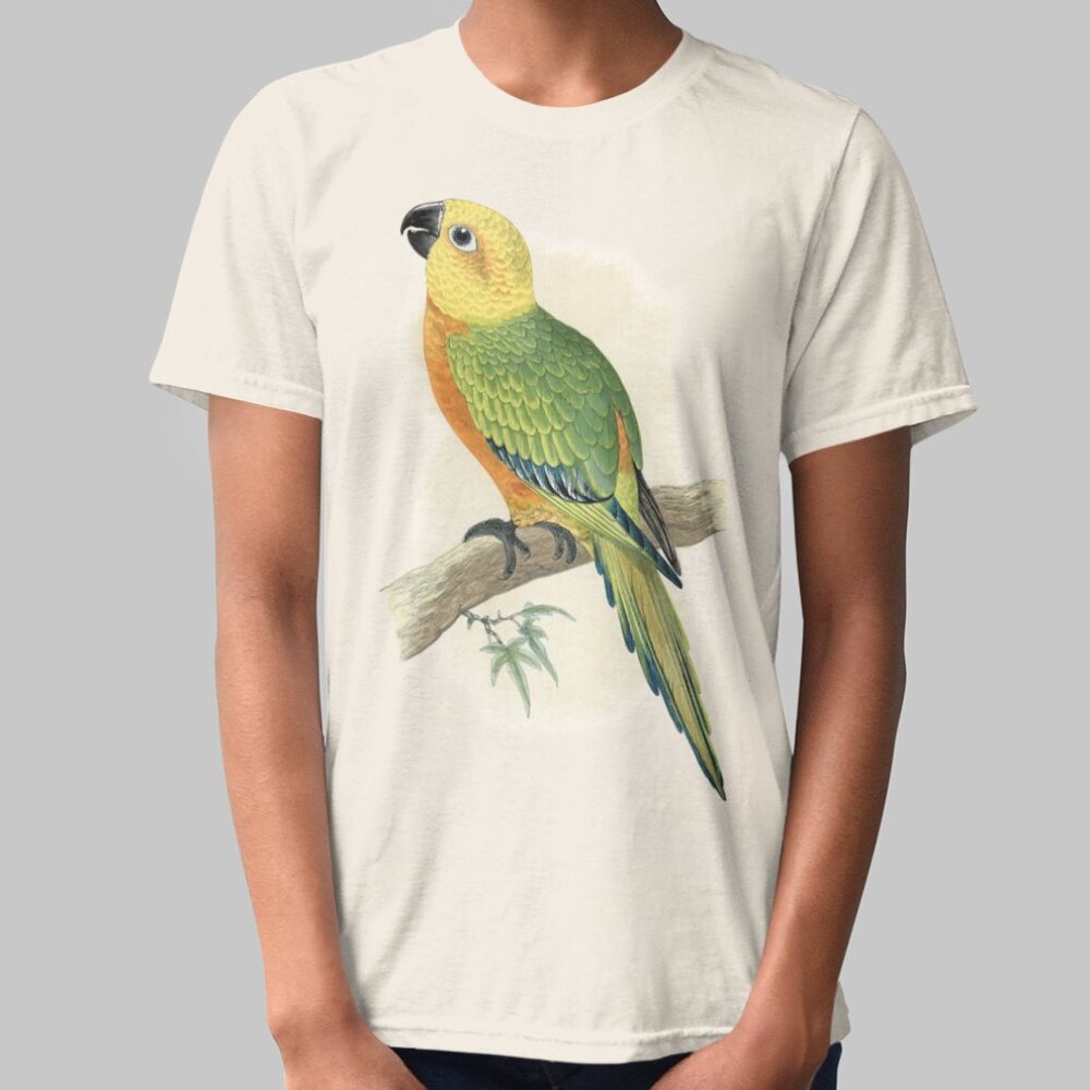 Jenday Conure Vintage Parrot Print Short Sleeve Graphic Tee T-shirt S M L XL